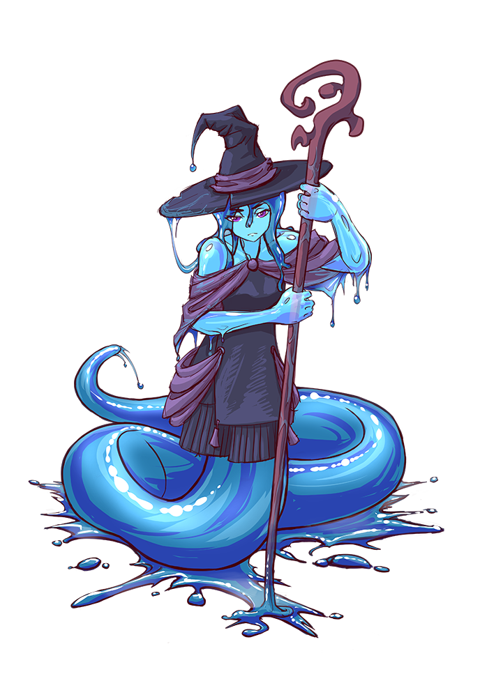 A slime-lamia crossbreed witch