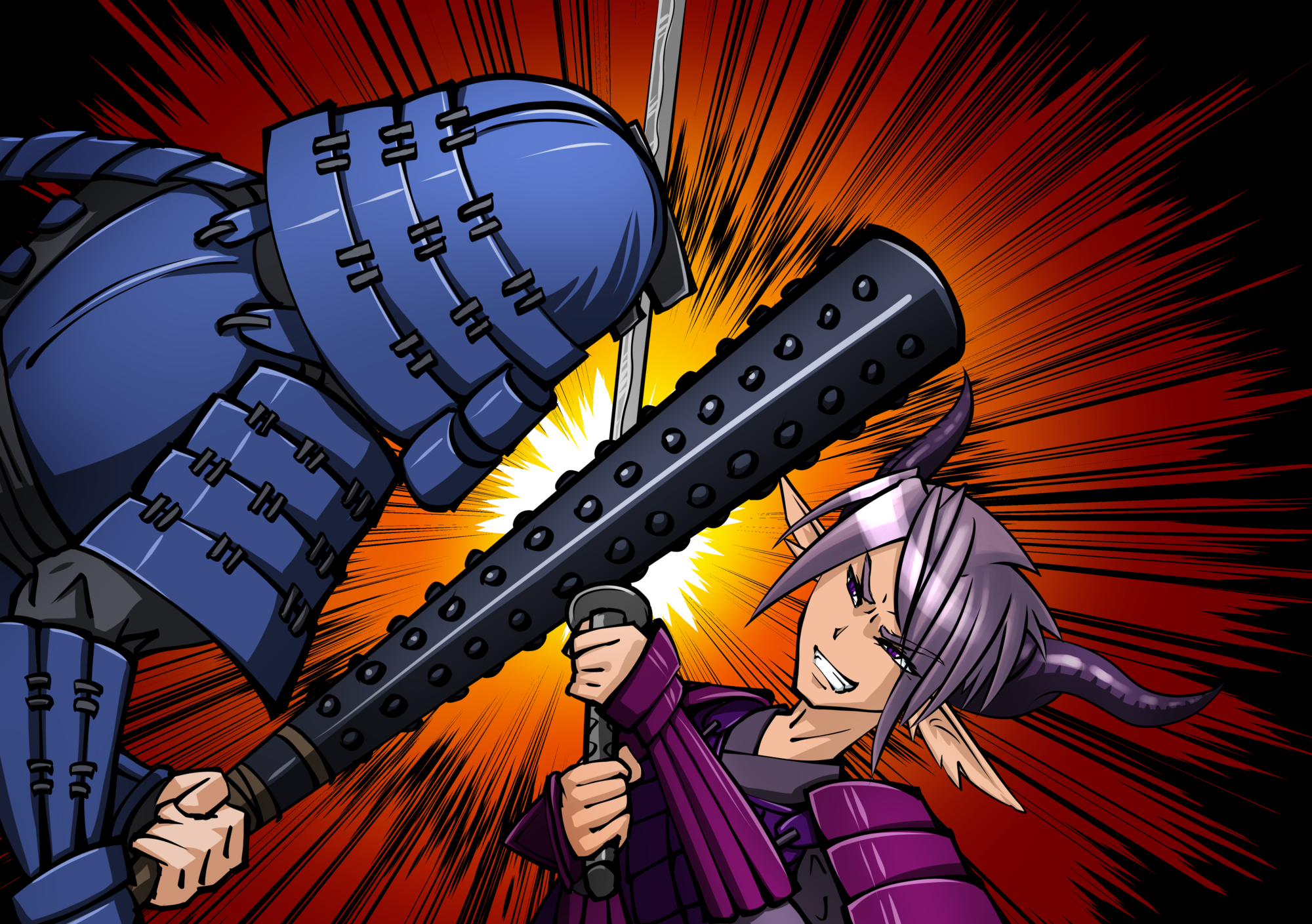 A clash between katana and tetsubo